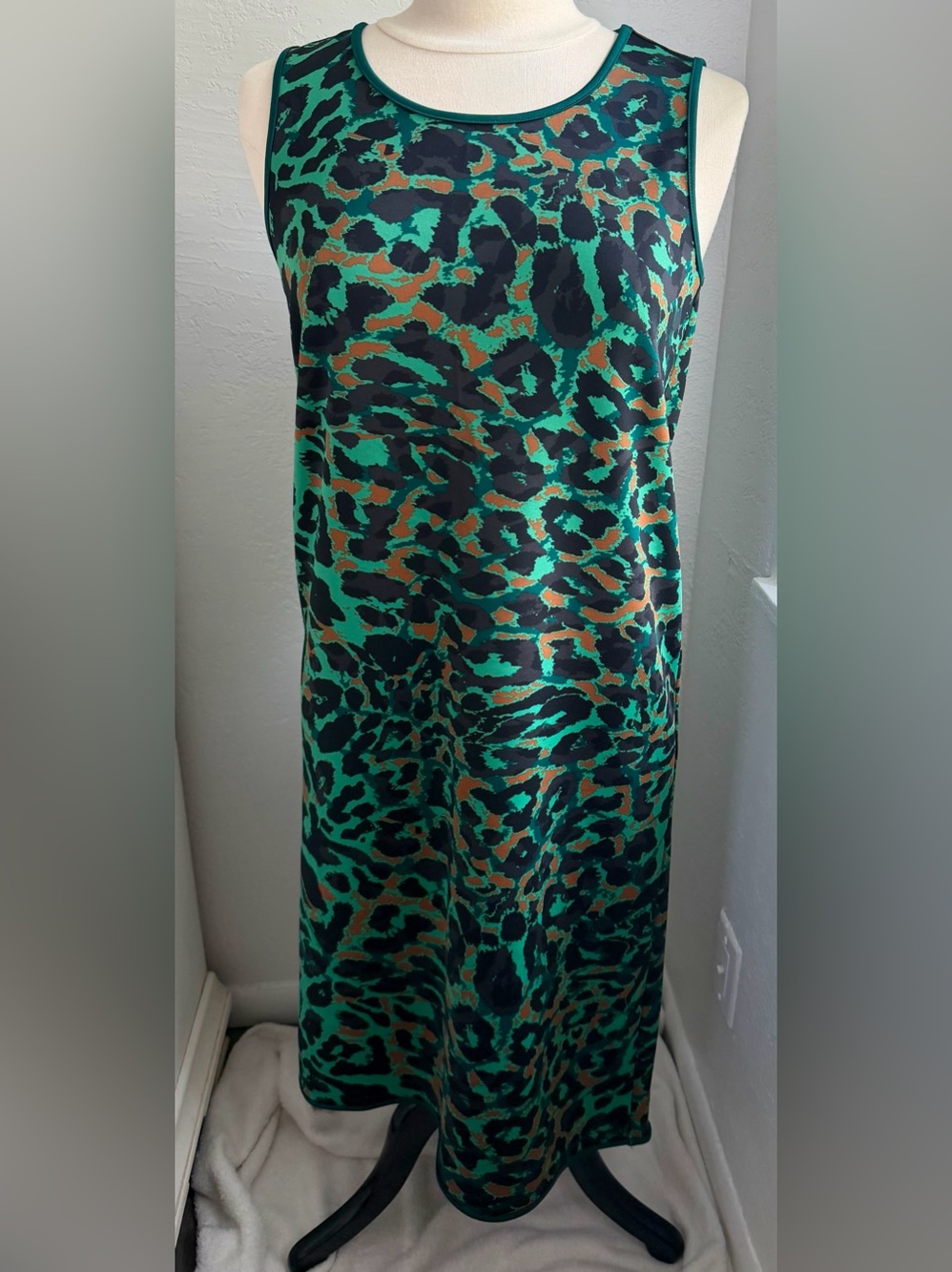 Chico's Green and Brown Animal Print Dress